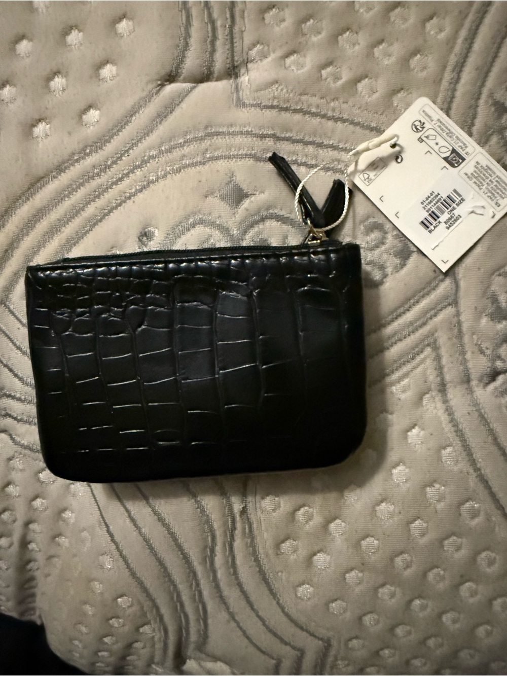 Primark Black Croc-Effect Zip Wristlet